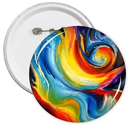 DIYthinker Résumé coloré rouge bleu vert Peinture à l'huile ronde Pins Badge Bouton Vêtements Décoration cadeau 5pcs L Jaune