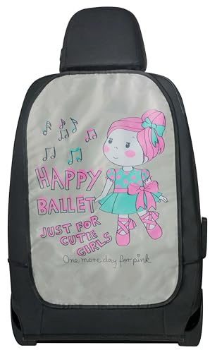 WALSER Protettore dello schienale dell'auto, Protettore del sedile posteriore per bambini Ballet Doll, Protettore del sedile dell'auto 62x40cm rosa