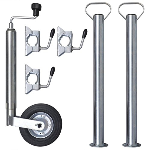 Festnight 48 mm Anh?nger Stützrad mit 2 Abstellstützen & 3 Klemmhalter Verzinkter Stahl Max. Belastung 150 kg