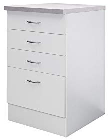 Flex-Well Küchenschrank UNNA - Auszug-Unterschrank - 1 Auszug, 3 Schubladen - Breite 50 cm - Weiß