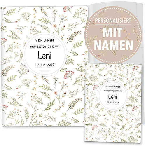 OLGS U-Heft Hüllen 3-teilig Set | Baby Tiere | Hochwertige Hüllen für Kinder Untersuchungsheft & Impfpass | Geschenkidee mit Namen, Geburtsdatum (Uhefthülle Set personalisiert, Muster)