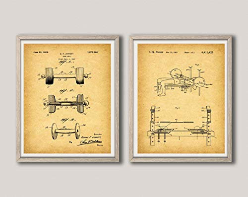 WallBUddy Gym Decor Gym Decor Home Gym Decor Home Gym Poster Gym Prints Gym Kunstdrucke Gewichtheben Geschenk Gewichte Patent Prints Gewichte WB282-WB285