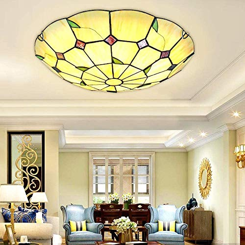 SAIVITT Antik Deckenleuchte Deckenlampe Retro-stil Vintage Industrielle Lampe, Rund Glas Deckenlicht Retro Wohnzimmer Schlafzimmer Küchen insel Bar Korridor Treppe Esszimmer Esstisch Leuchte (D50CM)