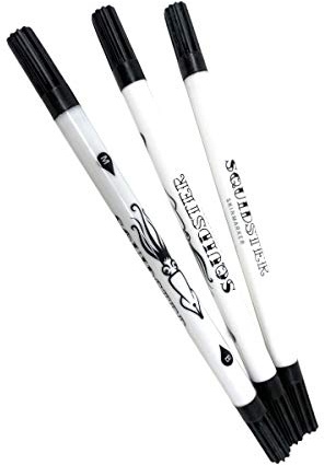 INKgrafiX® Squidster Hautstift - 2 Spitzen (M) - Schwarz - Tattoo Piercing - IG57464 - Stift Tattoostift Hautschreiber Skinmarker Skin Marker Filzstift