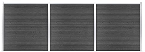Tidyard Zaunelement Set mit Pfosten Sichtschutz Windschutz Zaun Gartenzaun Lamellenzaun Sichtschutzzaun Windschutzzaun WPC Schwarz 526x186cm