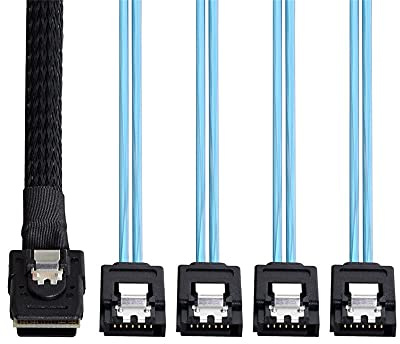 xiwai Câble interne Mini SAS SFF-8087Host vers 4 SATA 7 broches pour disque dur cible 6 Gbit/s serveur de données Raid 1 m