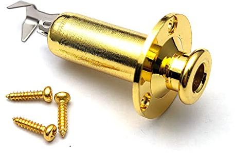 SAPHUE 6.35mm Acoustic Electric Guitar Bass Mono Endpin Output Jack Strap Button Jack Socket (gold)