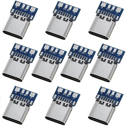PENGLIN 10PCS USB 3.1 Typ C Buchse Breakout Board | USB C Buchse Lötbar Modul,USB C Weiblich DIY Platine