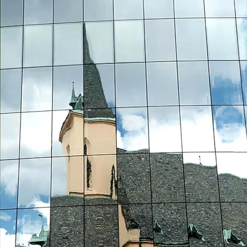 BDF S03 Window Film Highly Reflective Mirror Daytime Privacy and Sun Control Silver (Extremely Dark) - 24in X 14ft