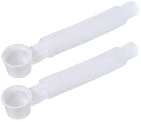 sourcing map Baignoire Vidange Tuyau Extensible Réglable Vidange 28cm Tube Flexible Vidange Tuyau pour Salle Bain Douche, Blanc Paquet de 2