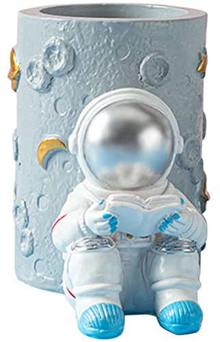 Toyvian Astronaut Resin Pencil Holder Creative Desk Decoration | Desktop Pen Storage, Figurine Craft Finish, Gift Choice for Office, School and Home Use