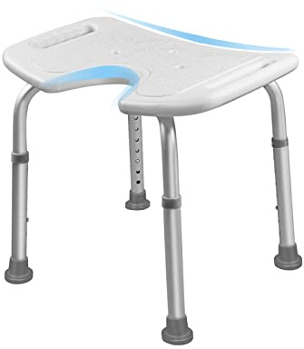 VA-Cerulean Duschhocker, Duschstuhl für Senioren höhenverstellbar 37-51 cm, Toilettensitzerhöhung Anti-Rutsch-Füße Badewannensitz, Typ 4