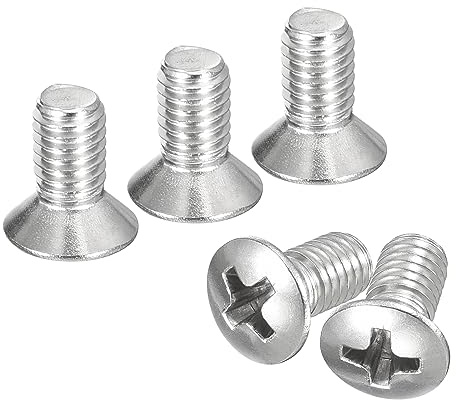 uxcell M5x10mm Oval Head Phillips Machine Screws, 50pcs 304 Stainless Steel Slightly Raised Countersunk Head Screws