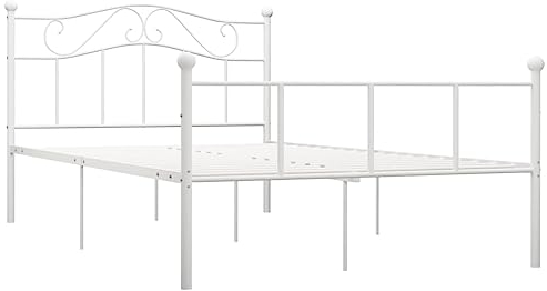 Higsose Bettgestell Weiß Metall 120x200 cm Metallbett Bettrahmen Bed Frame Bettgestelle Bettrahmen Paletten Bett Daybed Metallrahmenbett Bett Metall GäStebett