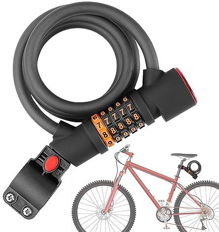 Zahlenschlösser | Sicherheitskombinationskabelschloss mit Lichtern | Fahrradschloss mit Beleuchtung für Mountainbikes, Rennräder, Elektrofahrräder, Roller Bellv