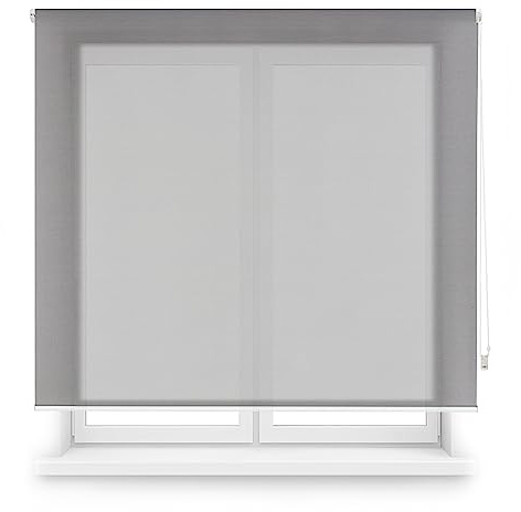 Blindecor Rollo für Fenster nach Maß, Farbe Dunkelgrau, 115 x 250 cm (B x H), Stoffgröße 112 x 245 cm, Rollo für Fenster