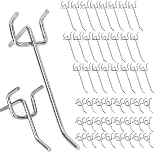 50 PCS Werkzeugwand Haken Stecktafel Zubehör Haken für Lochwand Lochwandhaken Lochplattenhaken (3.5cm，8.5cm)