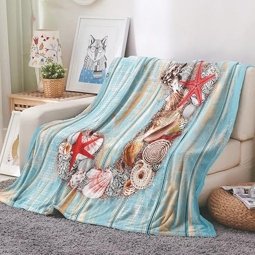 EHOMERY Manta Sofa Algodon Colcha Verano Manta Cobija Grande Caparazón Paisaje Manta Camping Mantas Decorativas Suaves Y Cómodas Azul 100x70cm