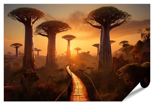 islandburner Prime Bild Poster Baobabs im Sonnenuntergang schöne Landschaft Bäume tropisches Afrika N Premium Bilder Fotodruck