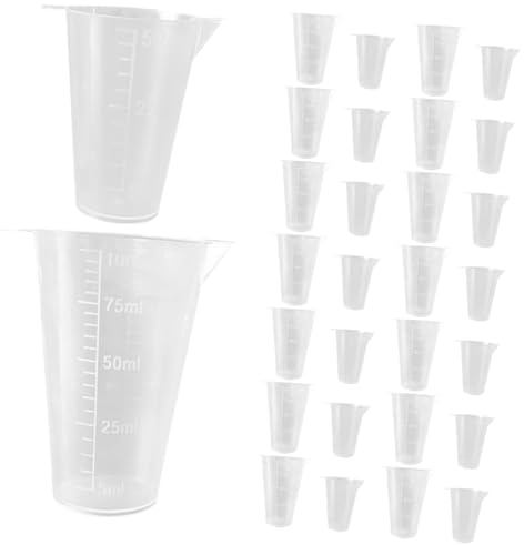MAGICLULU Vaso Medidor De Plástico Para Jardín 50/100ml Herramienta De Medición Con Material Plástico Resistente Adecuado Para Jardinería y Pack De 40 Piezas (20x50ml 20x100ml)