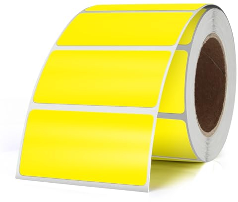 YIKIADA 500 Stück Etiketten 25 × 50 mm Selbstklebend Beschriften Aufkleber Vinyl Wasserfest Ablösbar Klebeetiketten Rolle für Marmeladengläser Gelb