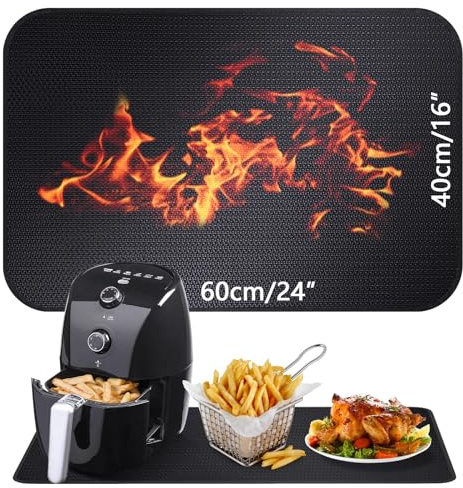 Feuerfeste Unterlage | Glasfasersilikon-Feuerschutzmatte für Tischplatte | Hitzebeständige Matte für Luftfritteuse | Feuerfeste Unterlage Kaffeemaschine | Anti-Rutsch Wasserdichte (40 x 60 cm)