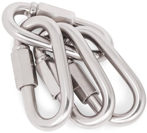 ThreeLeaves 5,8 cm lange Kettenglieder aus 304 Edelstahl, strapazierfähig, D-Form, Reparatur, Sicherheits-Quicklinks für Outdoor-Reiseausrüstung.