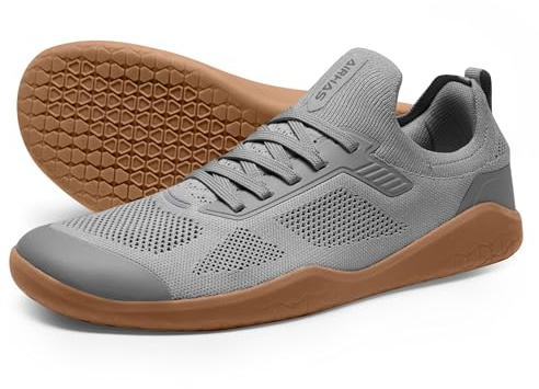 AIRHAS Men's Barefoot Shoes Zero Drop Minimalist Sneakers with Anatomical Toe Box (Dark Grey/Gum,12.0)