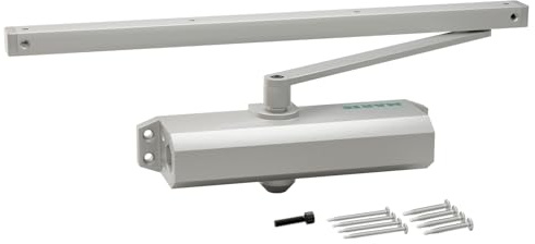 MARIE Türschließer Automatischer mit Parallelarm, EN1-EN6 Türschließer Hydraulischer mit Feststellfunktion für Innentür Kommerziell & Residential, Türen 15-150 kg & Türbreite 750-1400mm Silber
