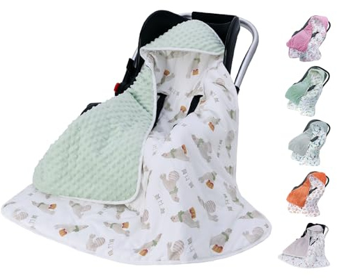 Miracle Baby Coperta Avvolgente in Cotone 90x90cm, Copertina Multifunzionale Universale per Neonati, Passeggino, Ovetto e Seggiolino Auto, Reversibile per Autunno e Inverno, Leone Marino
