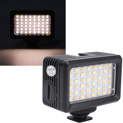 VBESTLIFE Unterwasserbeleuchtung, Tauchleuchte, 48 LEDs, Hohe Leistung, Dimmbar, 130 Fuß, wasserdichte LED-Videoleuchte mit 1/4-Zoll-Adapter für Action-Kameras, Camcorder, Stative usw.