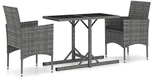 Buzaza 3-TLG. Garten-Essgruppe TerrassenmöBel Set GartenmöBel Essgruppe MöBelsets Garden Furniture Garten MöBel DraußEn Grau