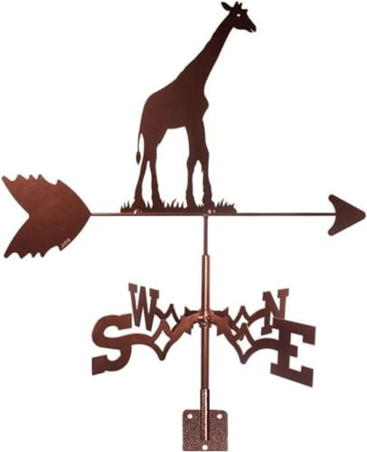TIECHUINIUB Girouette exquise en métal en acier inoxydable - Décoration moderne - Girafe - Indicateur de direction du vent pour extérieur, jardin, toit, paddock - Jolies décorations