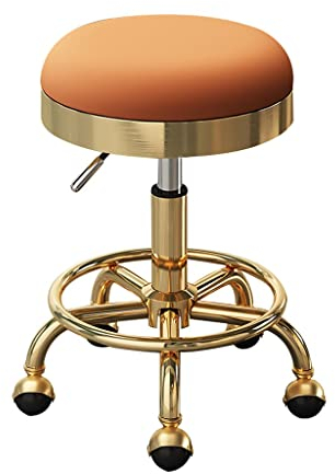 Goldener Friseurstuhl, gepolstert, verstellbar, mit PU, bunt, mobiler Haarschnitt, Bürostuhl, 4560 cm, Höhenverstellbarkeit