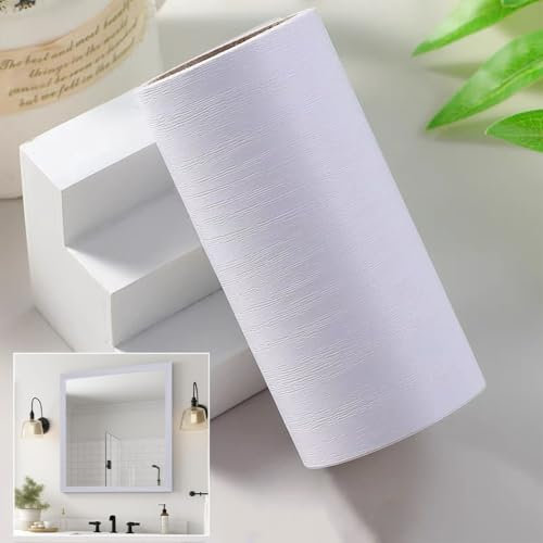 10 metri Bordo della carta da parati con venature di legno bianco,bordo cornice adesivo per specchio,Bordi per Carta da Parati Autoadesivi,per camere da letto,cucine,bagni,piastrelle