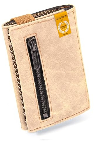 GUGGIARI® Slim Wallet mit Münzfach aus Microfaser Jacquard mit RFID Schutz - Schlankes Portemonnaie für Kreditkarten - Kreditkartenetui - Brieftasche für unterwegs