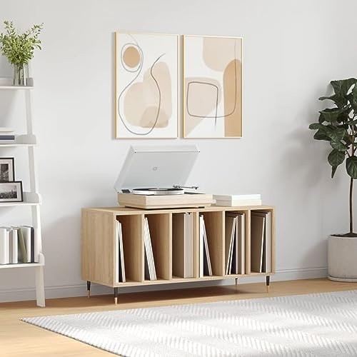 Stand per Giocatore discografico, Tavolo Laterale del Divano del Supporto per Giradischi con Ripiani Aperti, Tavolo da fine Vintage per mobili da Record in Vinile per Soggiorno, Camera da Letto
