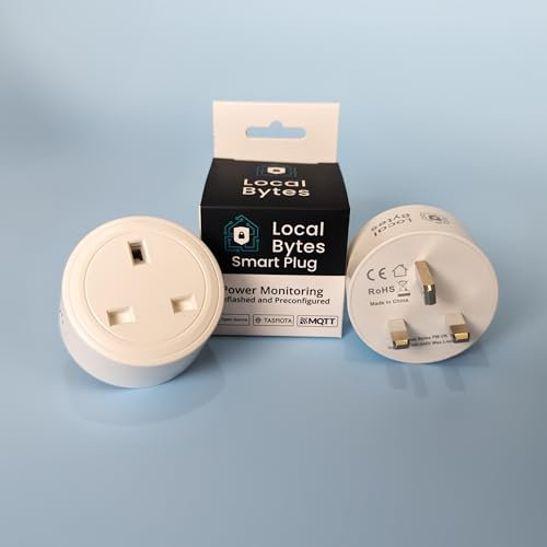 LocalBytes WiFi Smart Plug (UK/Tasmota) - CE Certified, Type G Connector, Plastic Material, 230V AC, Power Monitoring