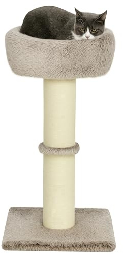 PawHut Arbre à Chat, Arbre à Grimper pour Chat, lit en Peluche pour Chat, Grande Base, Poteau à griffer, pour intérieur, 45 x 45 x 87 cm, Marron
