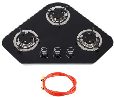 Gearwell Gas Cooktop, stove top, 3 burner tempered glass panel, stainless steel gas hob, Compatible with boat caravan RV