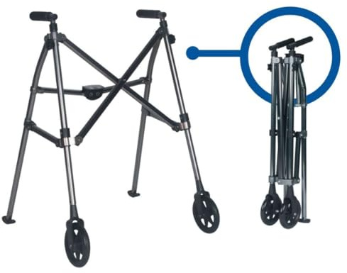 MAS QUE AYUDAS – Andador Plegable para Ancianos, COMPACT, 2 Ruedas Delanteras, Regulable en Altura 82-99 cm, Estructura de Aluminio, Puños Anatómicos, Uso Doméstico o Paseos Cortos