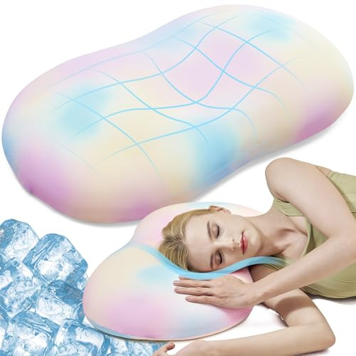 AIRSKY Almohada Viscoelastica, Almohadas Ergonómico Cervicales y Cuello Refrescante para Dormir de Lado y Boca Arriba o Boca Abajo, 68 x 40 x 10/11.5cm (Rosa)