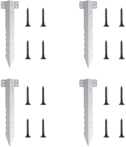 Small Railway Sleeper Brackets 4 Pack, Galvanised Steel Garden Timber Fixings, Heavy Duty Landscape Edging Stakes for Lawn, Driveway, Raised Beds