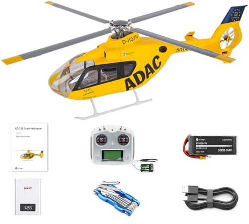 Torquino FLYWING EC135 RC Hubschrauber, 470 Klasse 2.4G 6CH RC Militärhubschrauber mit GPS-Positionierung, H1 Flugcontroller (RTF-Version/Modus 1/Modus 2 umschaltbar)
