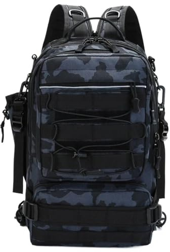 SUBLXPoten Angeln Tasche Angelrucksack, Aufbewahrungstasche for Herren, Outdoor-Schultertasche for Angelköder, mit Rutenhalter, Camping-Wanderrucksack(Black2)