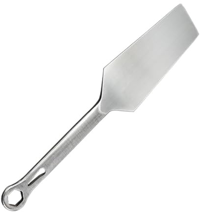 HOMSFOU Truelle Multifonction Acier Inoxydable pour Maçonnerie Spatule Grattoir et Outil de Nivellement avec Poignée Intégrée et Design de Clé