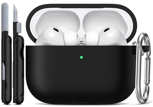 R-fun für AirPods Pro 3 Hülle (2025) Weiche Silikon -Schwarz | Kompatibel mit Apple AirPods Pro 3. Generation, Reinigungsset & Schlüsselanhänger inklusive, Unisex, Umfassender Schutz
