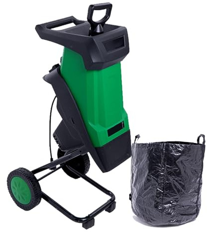 VNATWGOO Biotrituratore Elettrico per Foglie da 2400 W, Trituratore Automatico di Foglie con Sacco da 50 L, 4500 Giri/Min per Rami E Foglie da 0 A 40 Mm Green