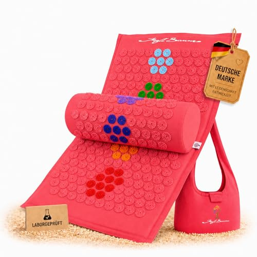 Akupressurmatte KraftBaum, Set mit Kissen, Akupunktur Matte, Nadelmatte | Acupressure Mat, Acupuncture Mat, Massagematte Rücken; Fakirmatte/Stachelmatte Rücken/Nagelmatte/Nadelreizmatte/Shiatsu Matte
