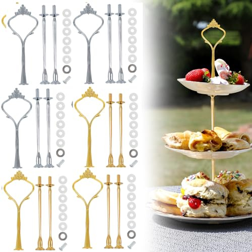 FIUTEKO Set di 6 aste da montare, in stile vintage, per torte, cupcake, macaron, ciambella e frutta